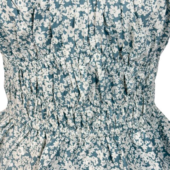 Sim & Sam Large Ditsy Peasant Top Floral Off-Shoulder Puff Sleeves Stretch Multi - Picture 3 of 10